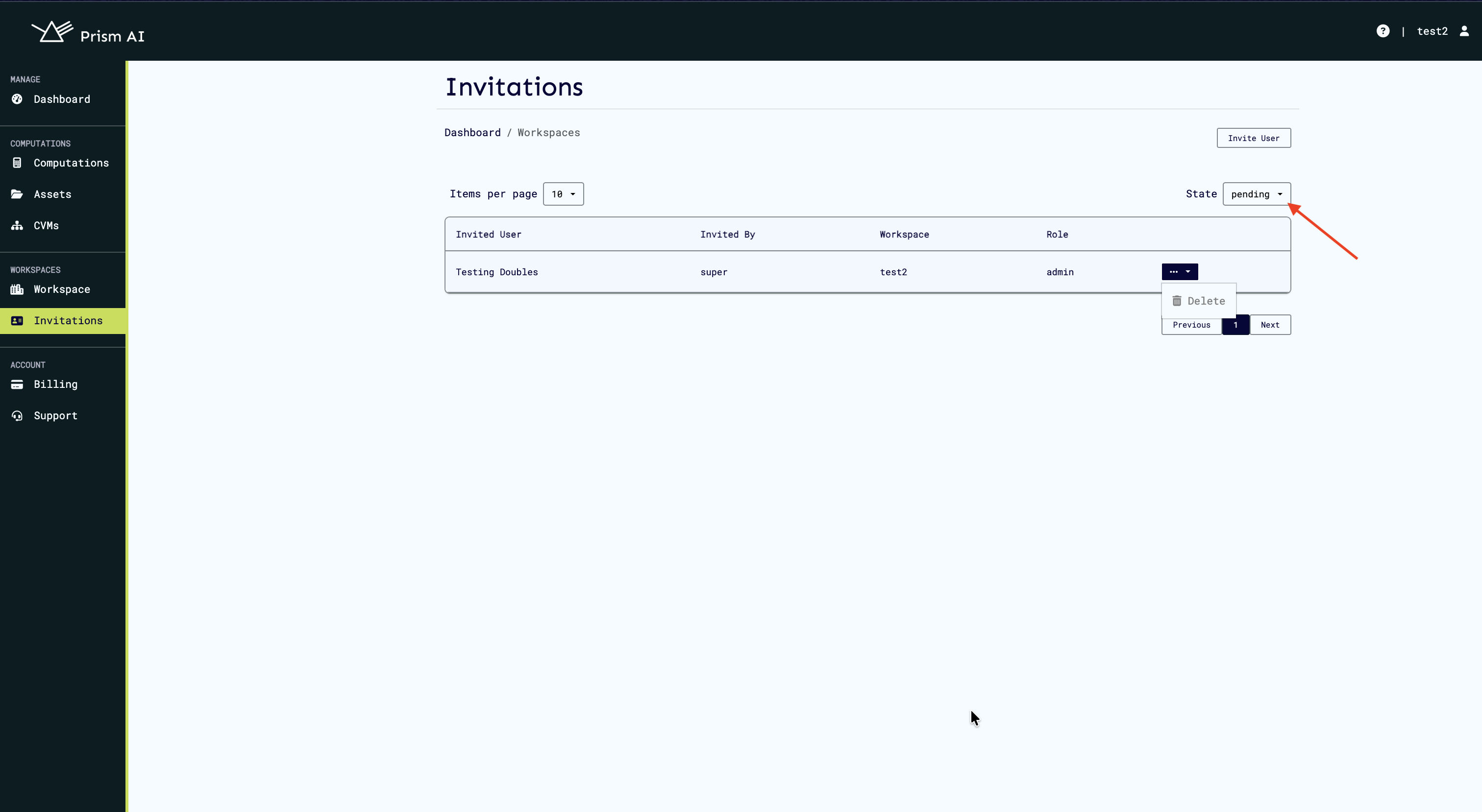 Pending Invitations